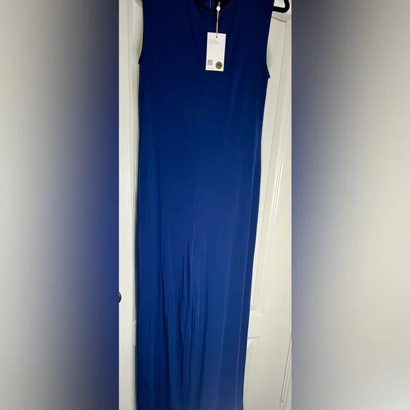 NWT Quince Navy Sleeveless Stretchy Full length Wide Leg Jumpsuit Leisure - Picture 2 of 6